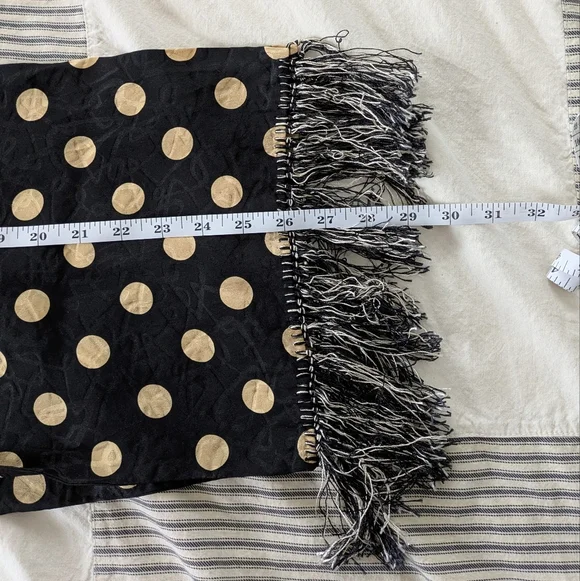 Nick and Nora Black and Gold Silk Polka Dot Scarf - Picture 4 of 8